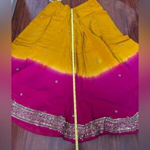 Vibrant Yellow and Pink Embellished chaniya choli